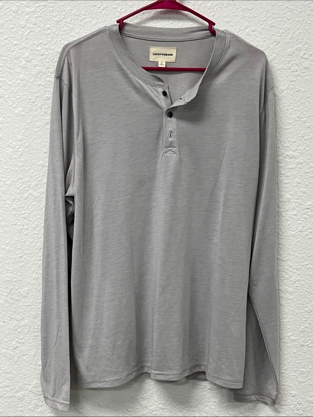 Lucky Brand Light Gray Long-Sleeve Henley Shirt #1197